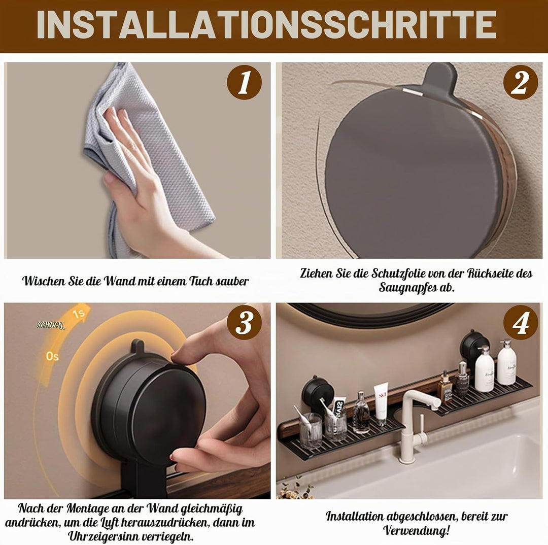 Waschbeckenregal über Wasserhahn mit Saugnapf, Walnuss-Regal für Badezimmer, Hängend Duschablage, Ba
