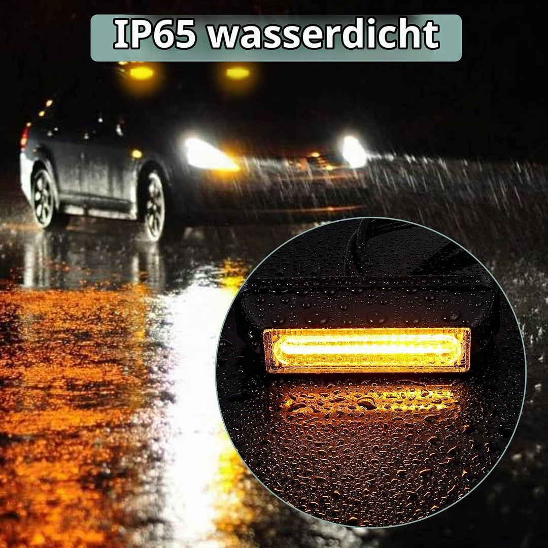 COLFULINE 4 x 8W Frontblitzer, 12/24V Warnlicht, 9cm COB Led Blitzer, Notfall Licht Wasserdicht IP65
