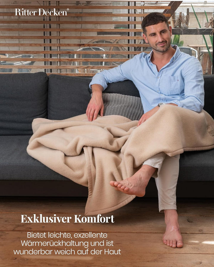 Ritter Decken Kaschmirdecke „Cashmera 150 x 200 cm Creme (ungefärbt) 100% Kaschmir (Natur). Wolldeck