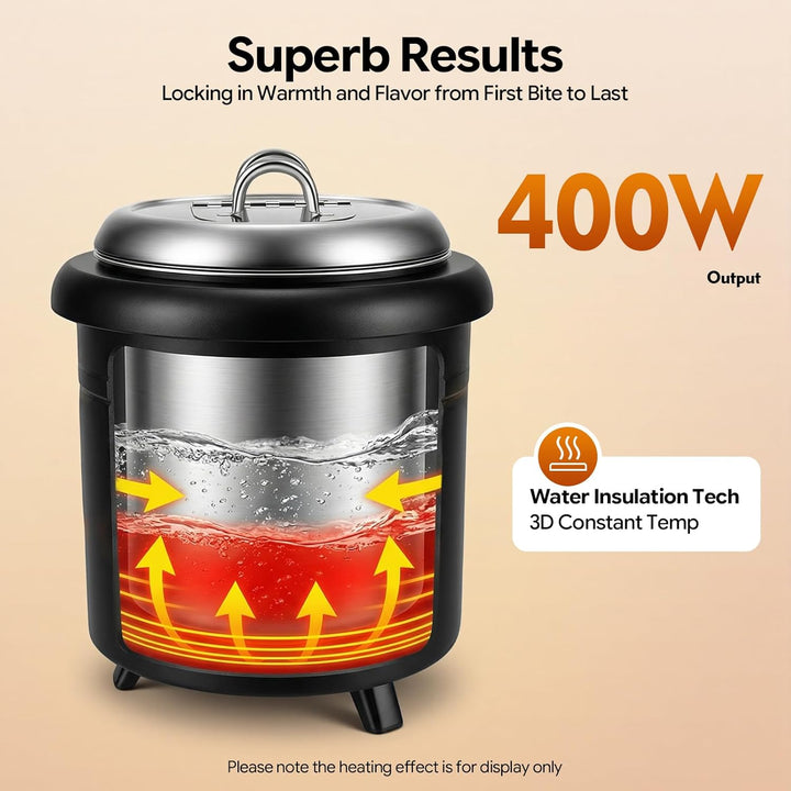13L Suppenwärmer & Suppenkessel, 400W Elektrisch Suppentopf Gastro Soup Warmhaltebehälter 30-85°C Ei
