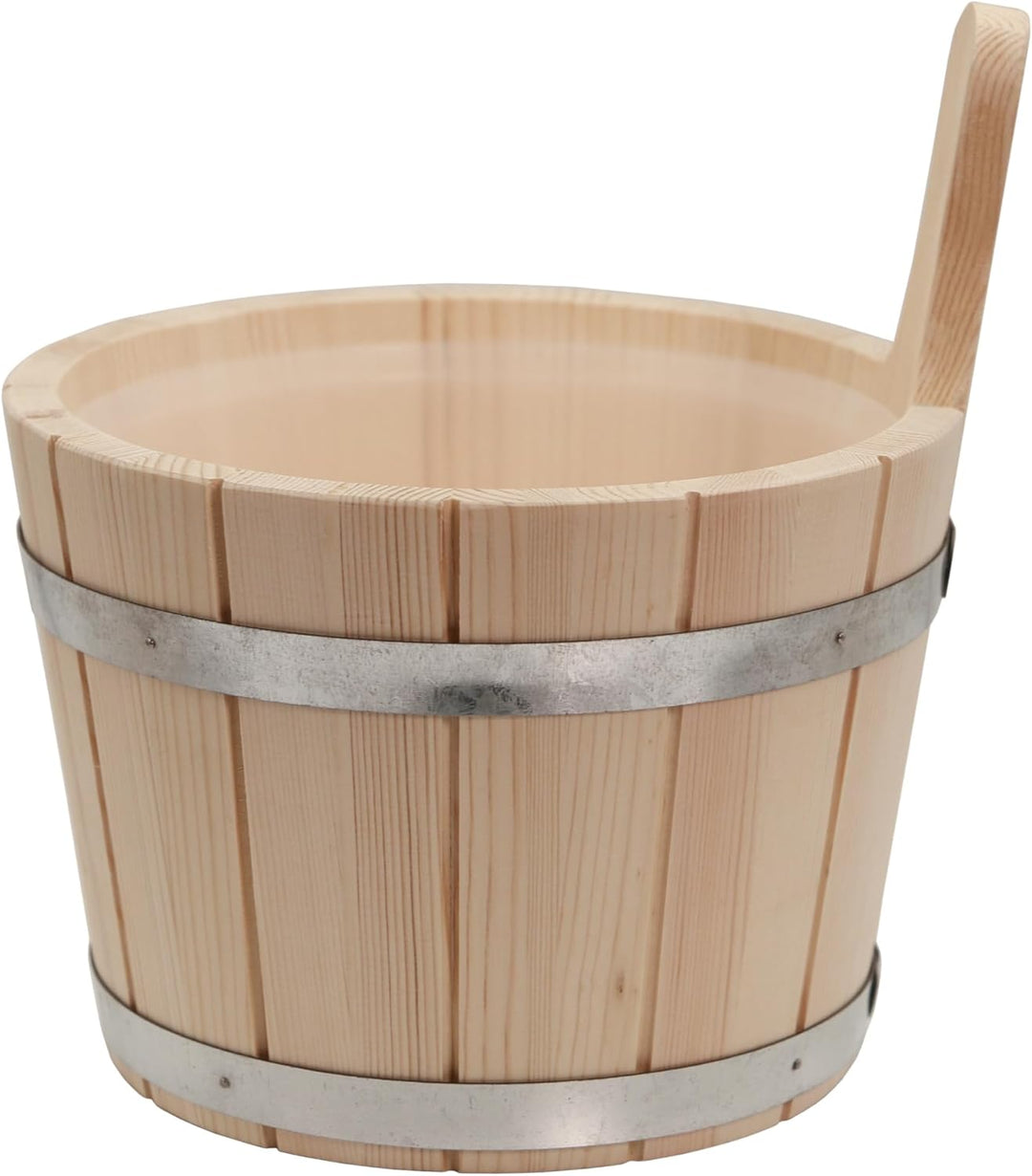 HAF® Saunakübel Nadelholz 5 Liter mit Kunststoffeinsatz | Feuchtigkeitsresistenter Aufgusseimer | Ho