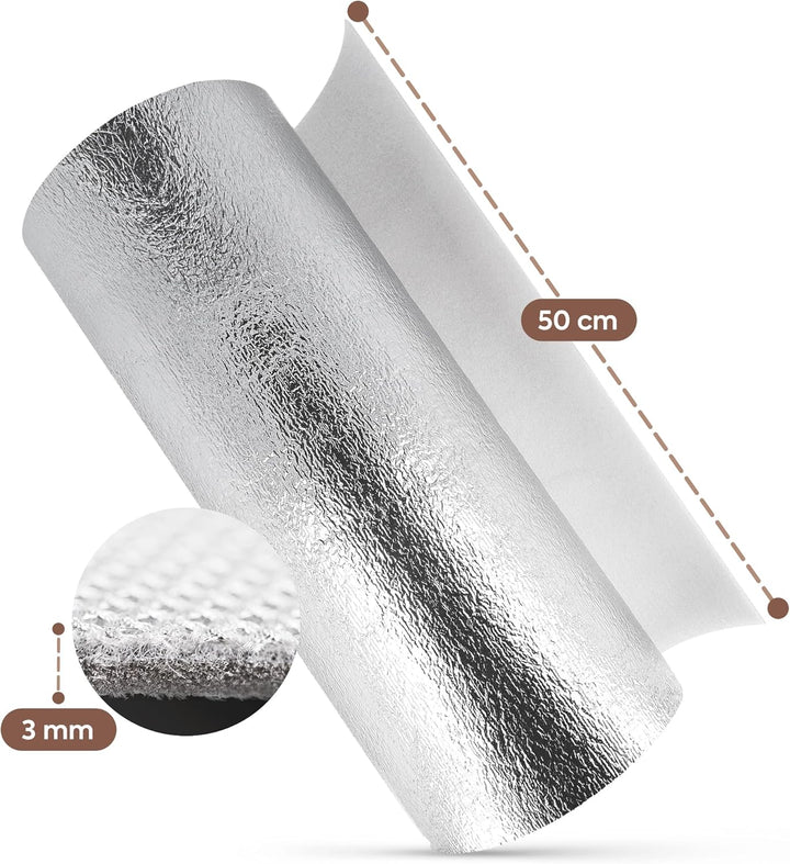 FLOWTOP Heizkörper Reflexionsfolie 10 m x 0,5 m | Isolierfolie Wandisolierung Reflexionsplatte Refle