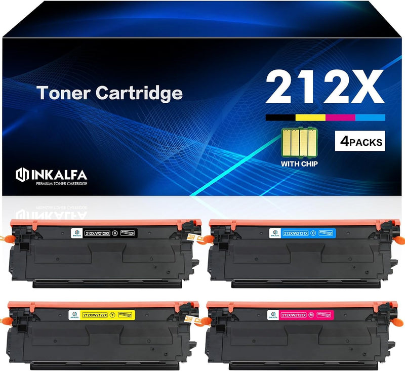 inkalfa [Mit Chip] Kompatibel für HP 212X 212A W2120X W2121X W2122X W2123X Color Laserjet Enterprise