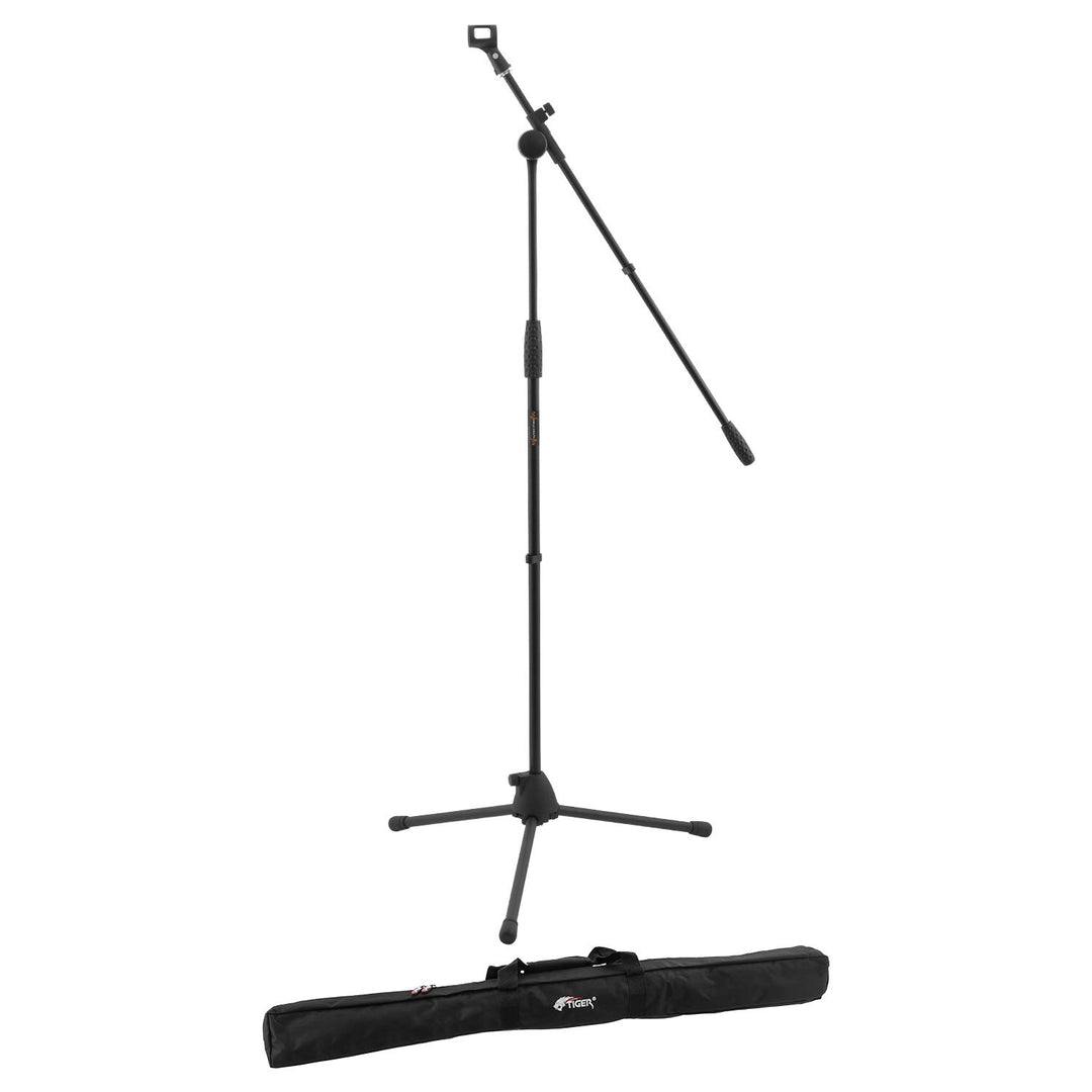 Boom-Mikrofonständer und Mic Clip - Höhenverstellbarer Mikrofonständer mit Stativfuss und Mikrofon-C