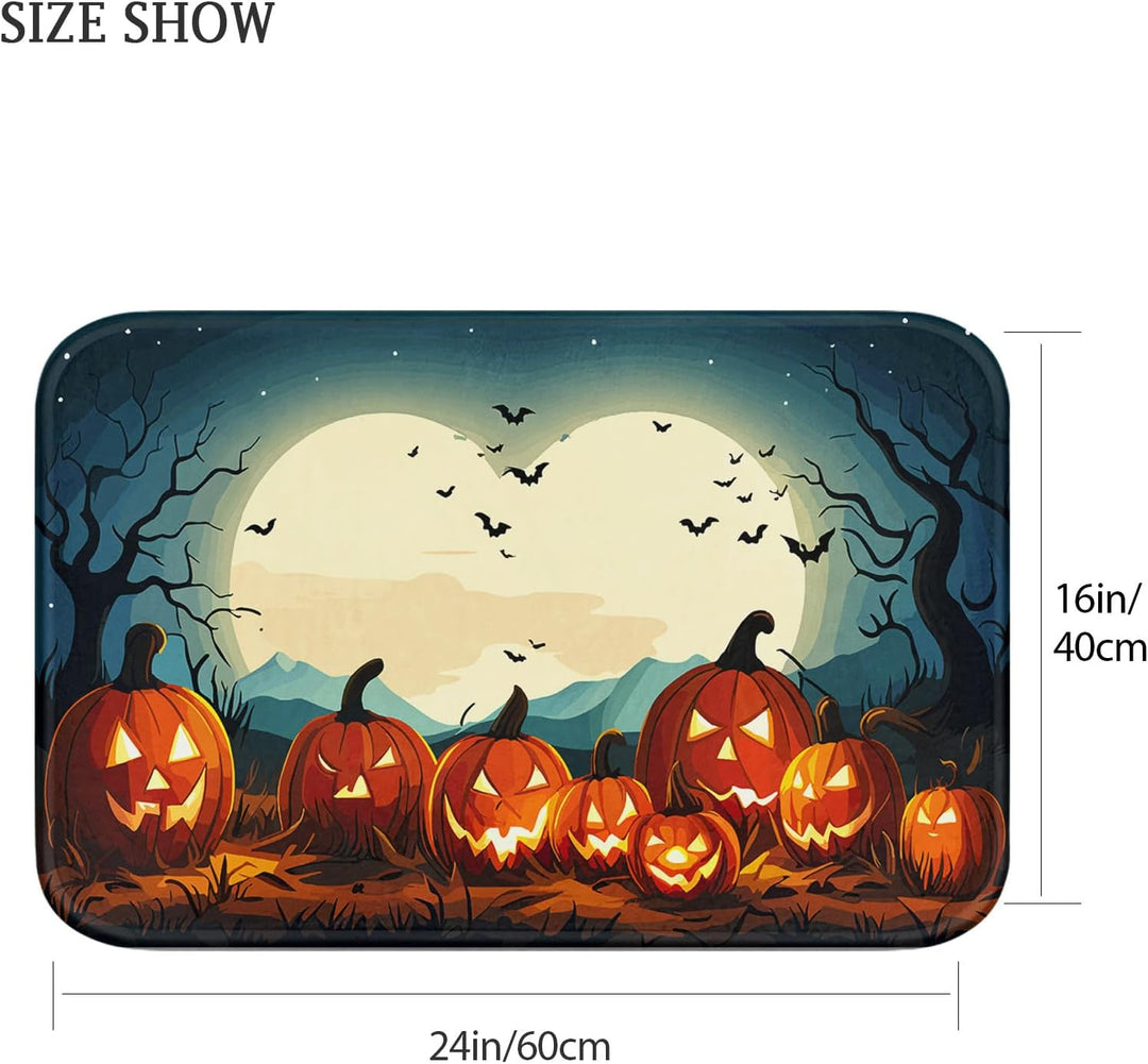 Britimes Halloween-Badematte für Badezimmer, Kürbis, Mondlicht, dunkle Nacht, Gräber, Badezimmertepp
