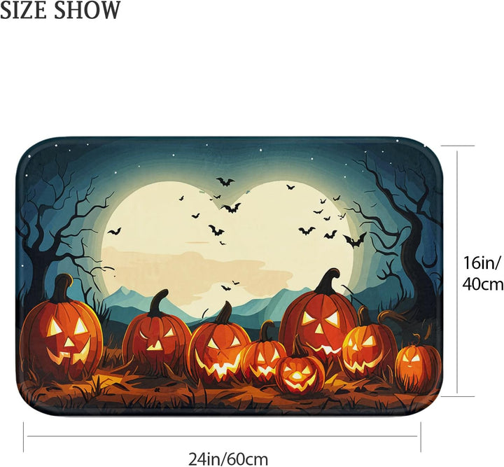 Britimes Halloween-Badematte für Badezimmer, Kürbis, Mondlicht, dunkle Nacht, Gräber, Badezimmertepp