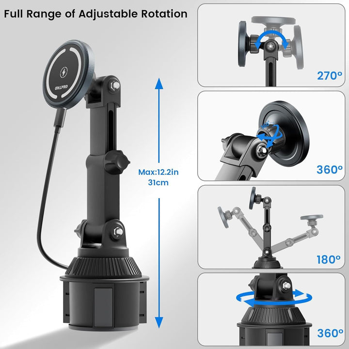 OHLPRO MagSafe Becherhalter Auto Handyhalterung mit Ladefunktion, 15W Schnellladegerät, Magnetische