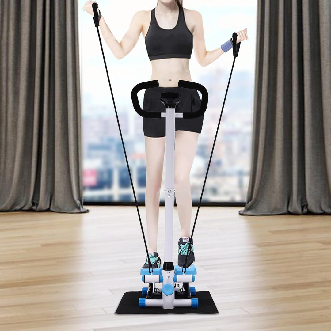 Fitness Stepper mit Lenker, Höhenverstellbarer Swing Stepper bis 150kg, mit LCD-Display & Widerstand