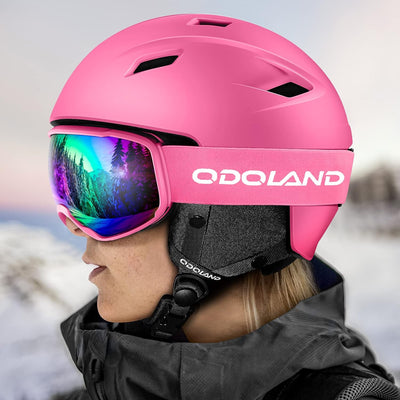 Odoland Skihelm und Skibrille Set Snowboardhelm mit Snowboardbrille für Damen und Herren Ski Goggles