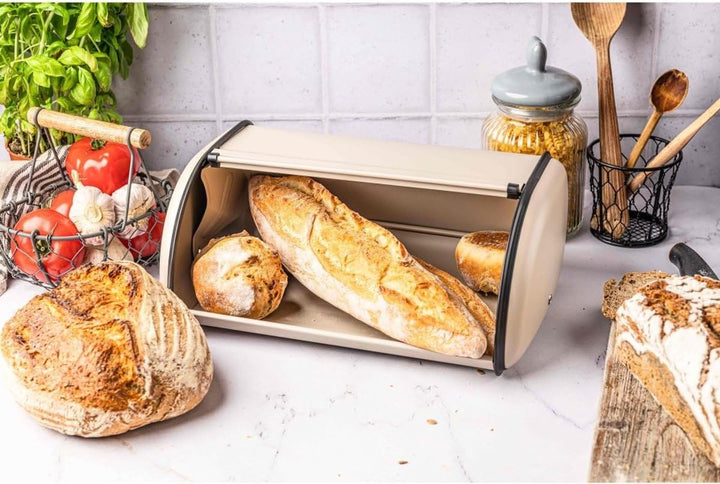 KING HOFF Brotkasten Brotbox Brotbehälter Brotdose (Beige, 44L x 27B x 18,5H cm) Beige 44 cm x 27 cm