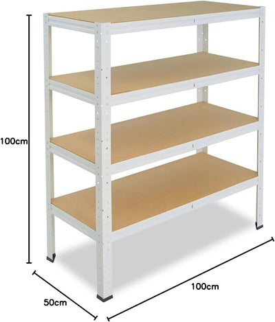 shelfplaza® 100x100x50cm Home Schwerlastregal weiss/Metallregal mit 4 Böden/Kellerregal Metall, Gara