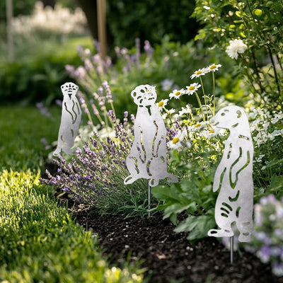 VERDOBA Erdmännchen Gartendeko Rost - Erdmännchen Figuren Set in Rostoptik - Gartenstecker Rost - Ga