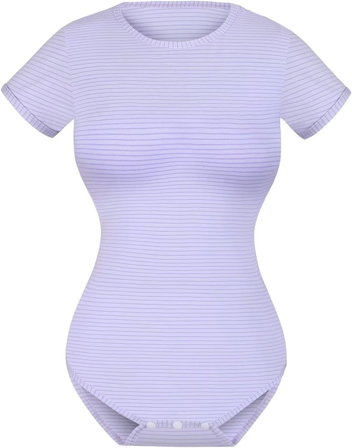 Landofgenie Bodys für Damen Einteiler Bodysuit Jumpsuit Baumwolle Kurzarm Nette Onesie Pyjamas Nacht