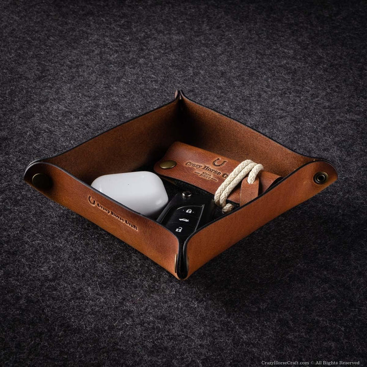 Leder Valet Tablett, Schale, Schlüsselablage, Lederschale, Münzkasten Catchall Auffangbehälter Tasch