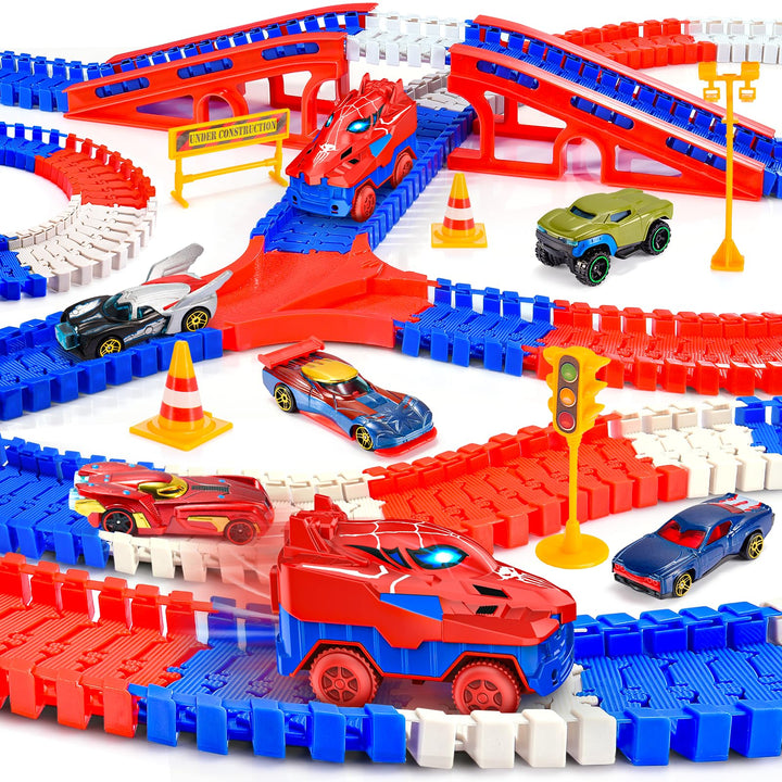 251 PCS Spider Spielzeug Rennbahn Auto, Spielzeug ab 3 4 5 6 Jahre Autorennbahn für Kinder Geschenk