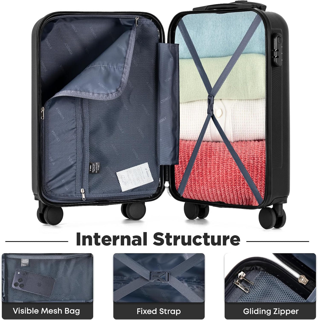 Koffer, Kabinenkoffer, Trolley Reisekoffer, Handgepäck, Rollkoffer Suitcase mit Zahlenschloss, Harts