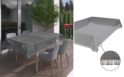 BEAUTEX Moa Weichschaum Tischdecke mit Fransen, Garten, Balkon, Terrasse, Camping - Eckig 130x220 cm