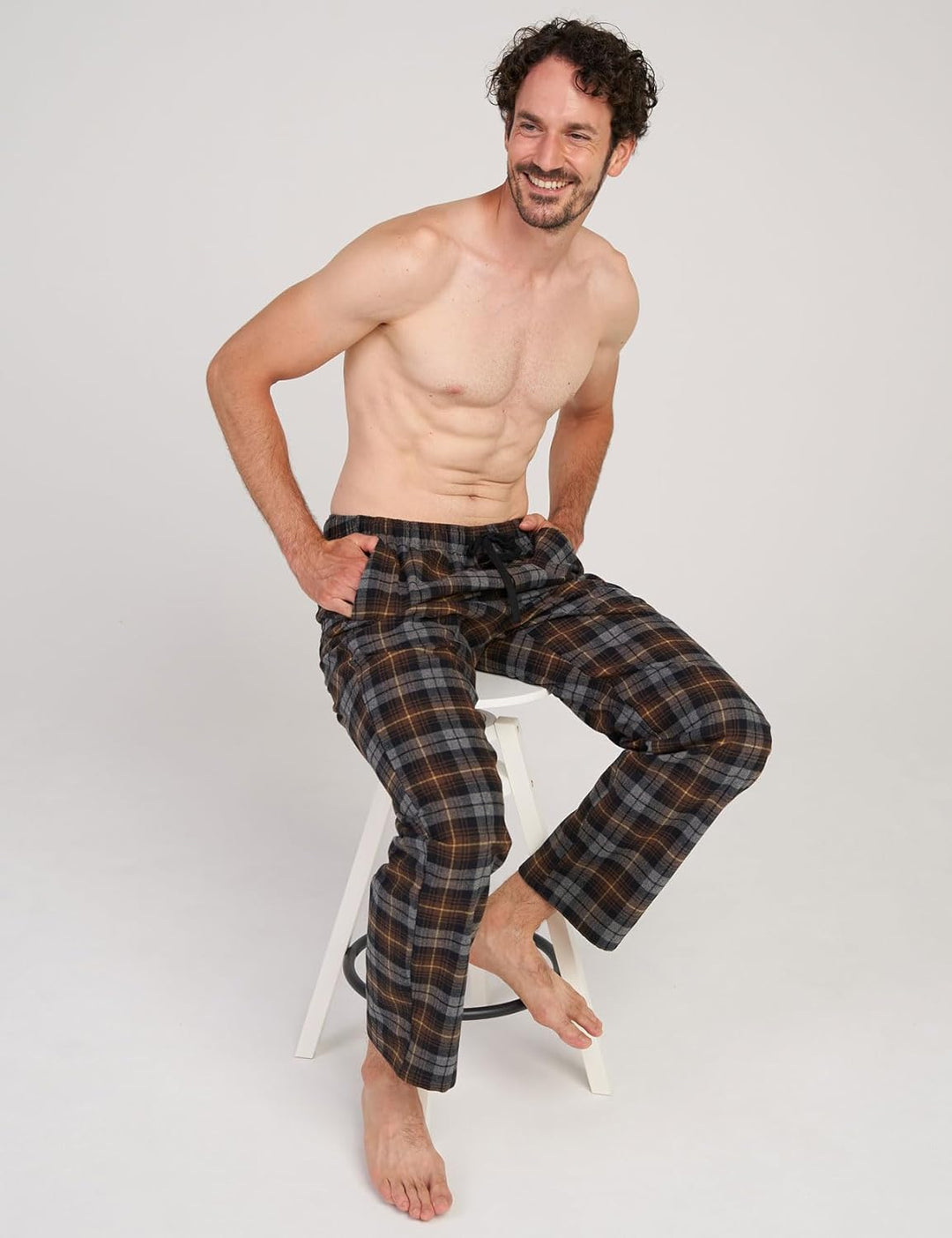 LAPASA Herren Fleece Pyjamahose Relaxed Fit Lounge Hose M128 S Wärmer: Baumwollflanell Baumwollflane