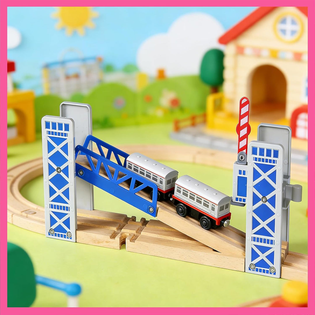 Holzeisenbahn Zubehör, Holz Eisenbahn Brückenspielzeug, Holz Eisenbahn Kinder Zug Spielzeug, Kompati