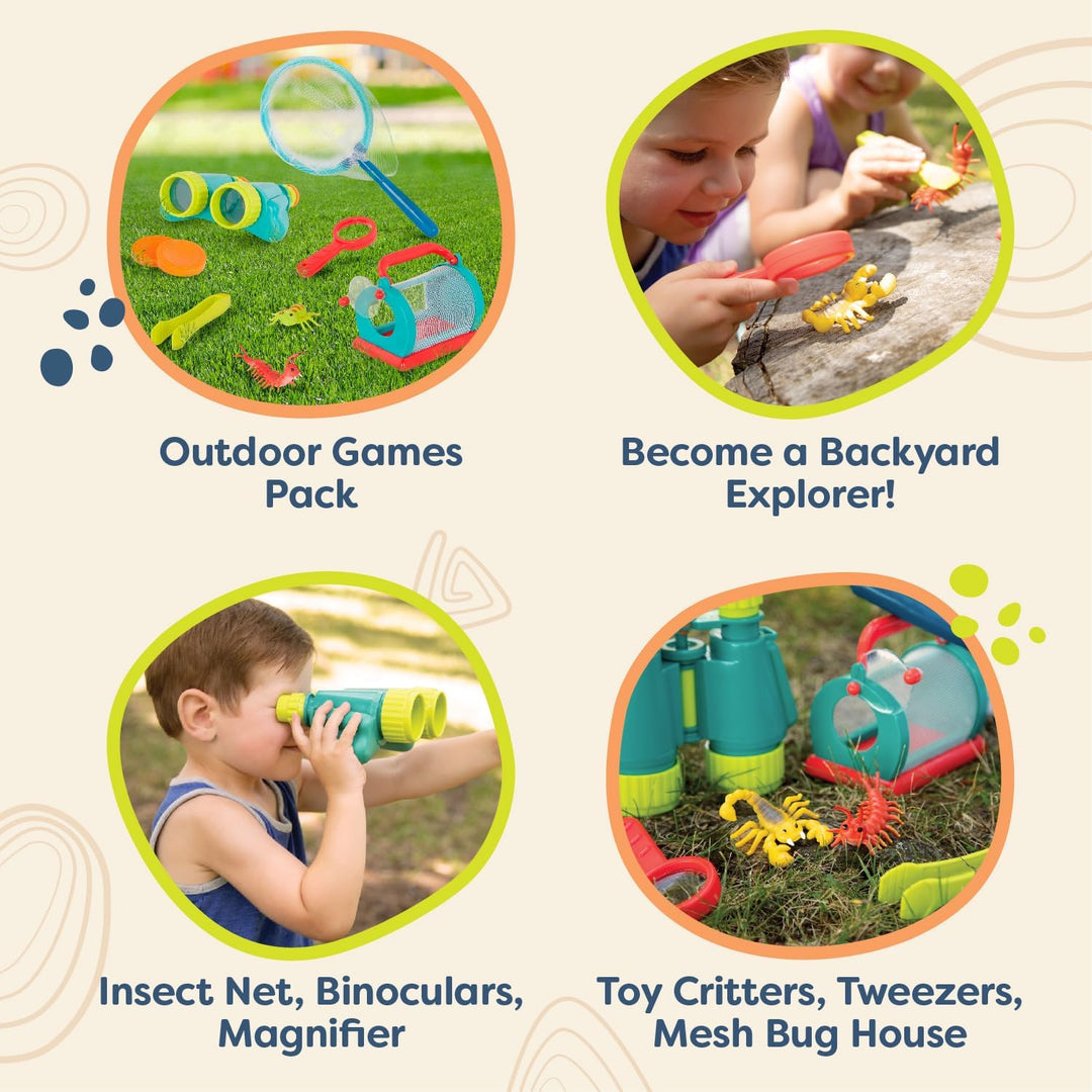B. toys - Kleine Entdecker - Entdecker-Kit für Kinder - Outdoor-Spielzeug - Insektennetz, Fernglas,