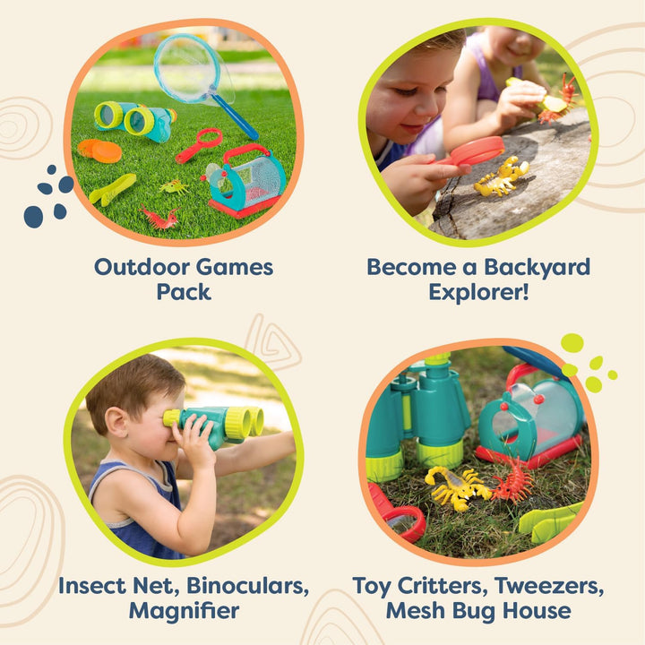 B. toys - Kleine Entdecker - Entdecker-Kit für Kinder - Outdoor-Spielzeug - Insektennetz, Fernglas,