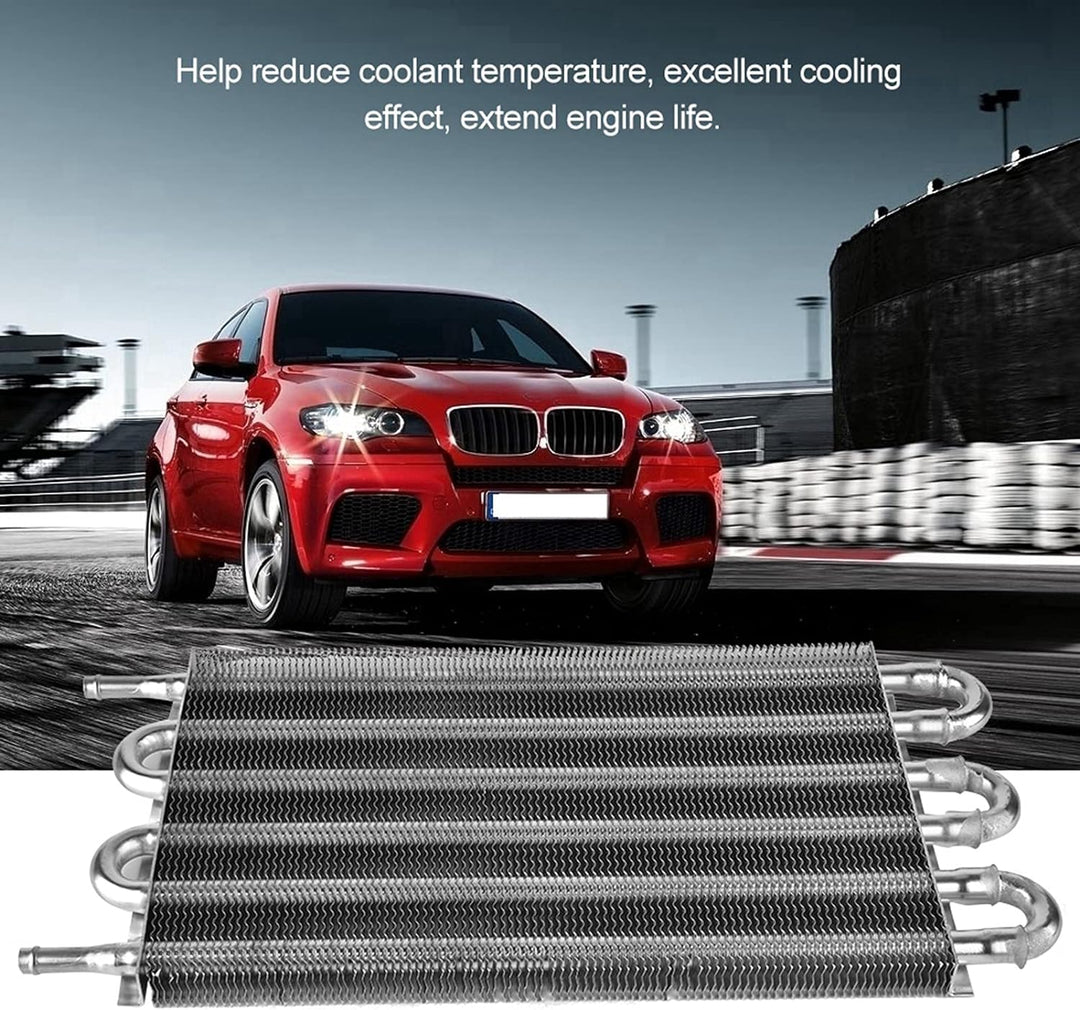 Universell Autoölkühler Ölkühler Aluminium Motor Ölkühler Kühler für Servolenkung, Auto 6 reihiger R