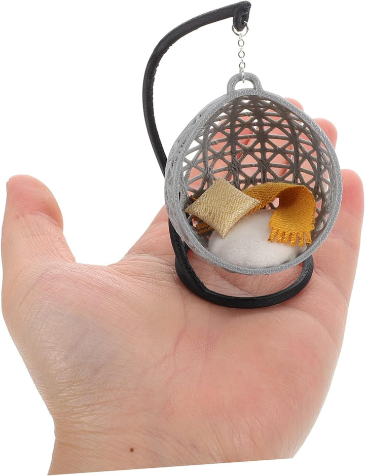 Toyvian Miniatur HäNgesessel Modell, 1:12 Puppenhaus MöBel DIY HäNgender Korb Schaukelstuhl Für Mädc