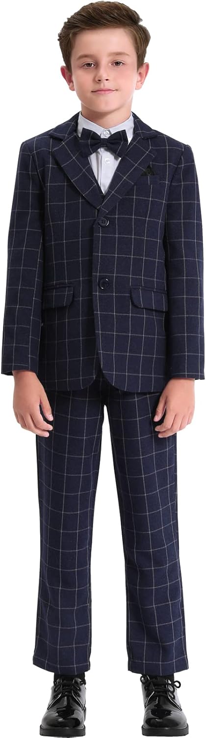 mintgreen Jungen Anzug Blazer 2PCS Gentleman Tuexdo Sätze Blazer + Hose + Fliege 5-12 Jahre 140-146