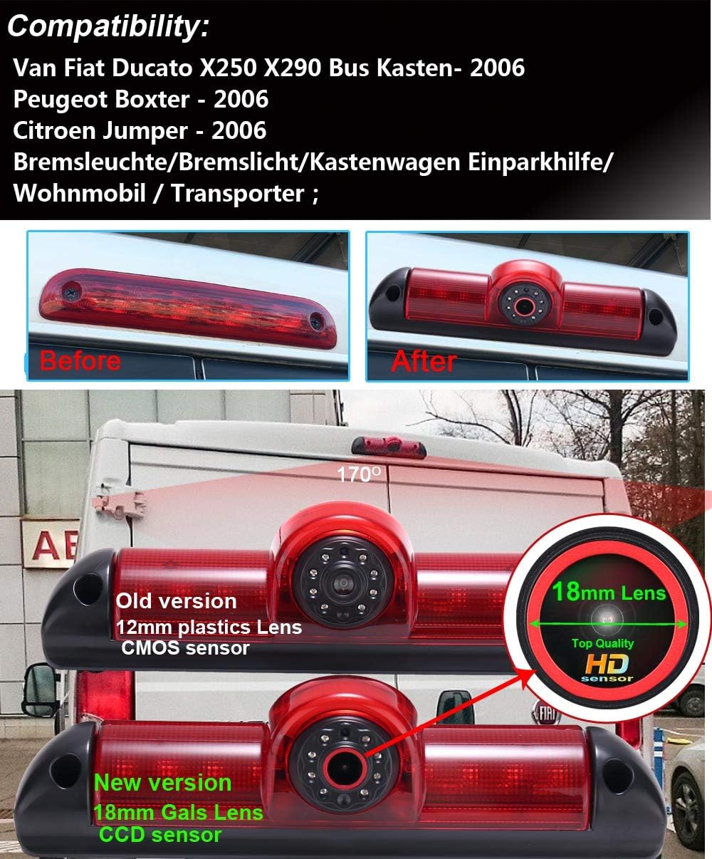 【Super HD Rückfahrkamera Set】 4.3'' Rückspiegel Monitor + 170°Super Weitwinkel Bremsleuchte Rückfahr