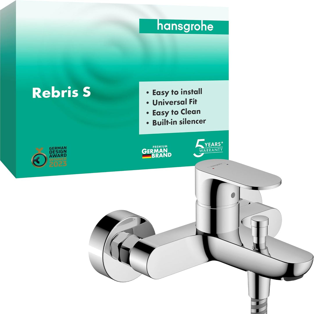 hansgrohe Wannenarmatur Rebris S, Aufputz Badarmatur für 2 Funktionen, Chrom Chrom Wanne, Chrom Wann