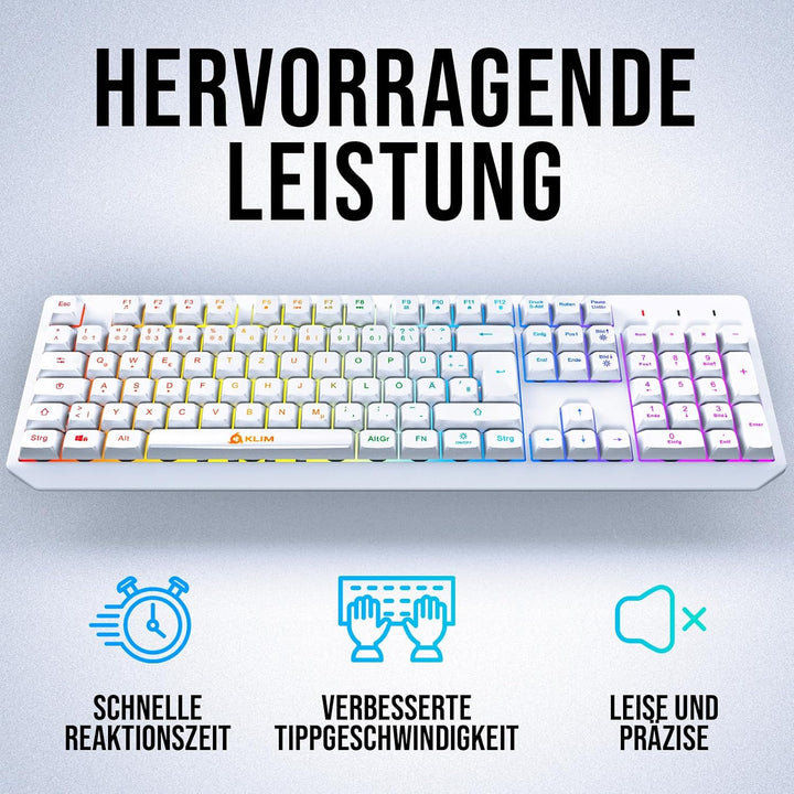 KLIM Chroma Wireless Gaming Tastatur Kabellos QWERTZ DEUTSCH - NEU 2024 - Langlebig, Ergonomisch, Wa