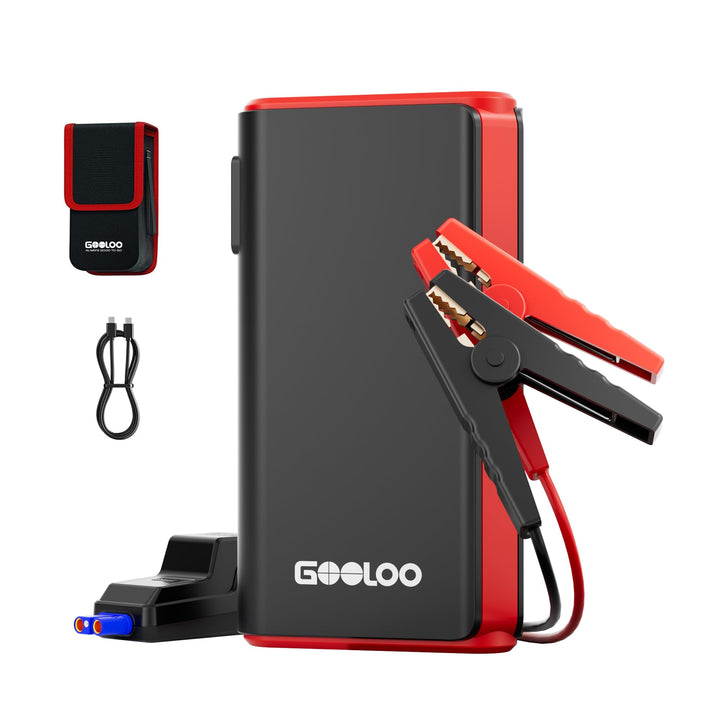 GOOLOO GE2000 2000A Starthilfe Powerbank, Supersafe USB-Schnellladung Schwarz, Schwarz
