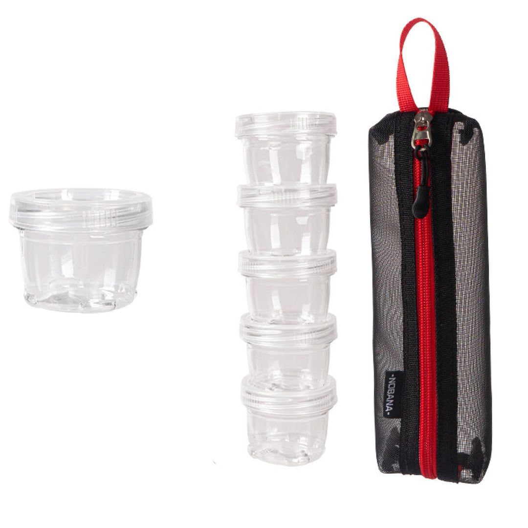 Gewürzgläser Set mit 5 Gewürzgläser, Gewürzdosen für Camping, Tragbare Gewürztasche,Gewürzflaschenha