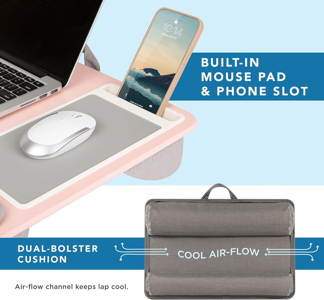 LAPGEAR Home Office Pro Schossschreibtisch mit Handgelenkauflage, Mauspad und Handyhalterung, passen