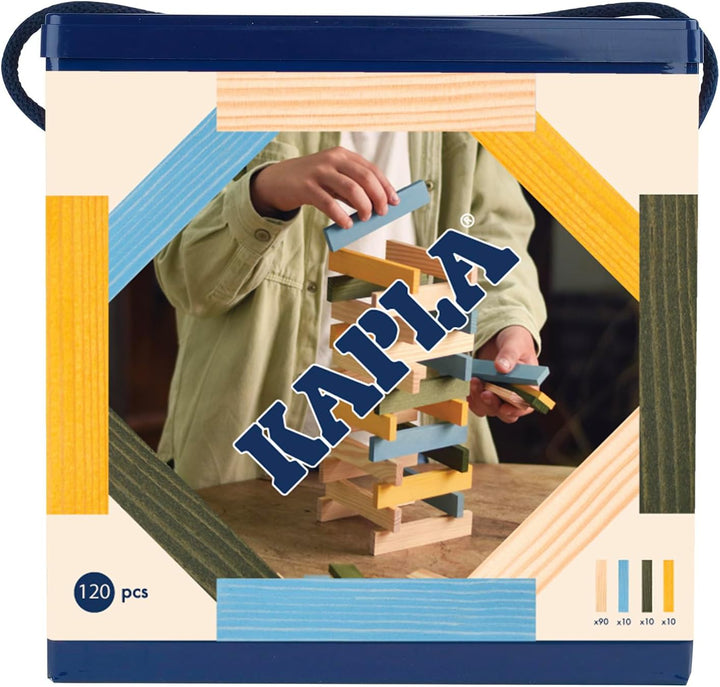 KAPLA - Baukasten mit 120 bunten Holzbrettchen (Natur, Hellblau, Gelb, Grün) , Spiele & Holzspielzeu