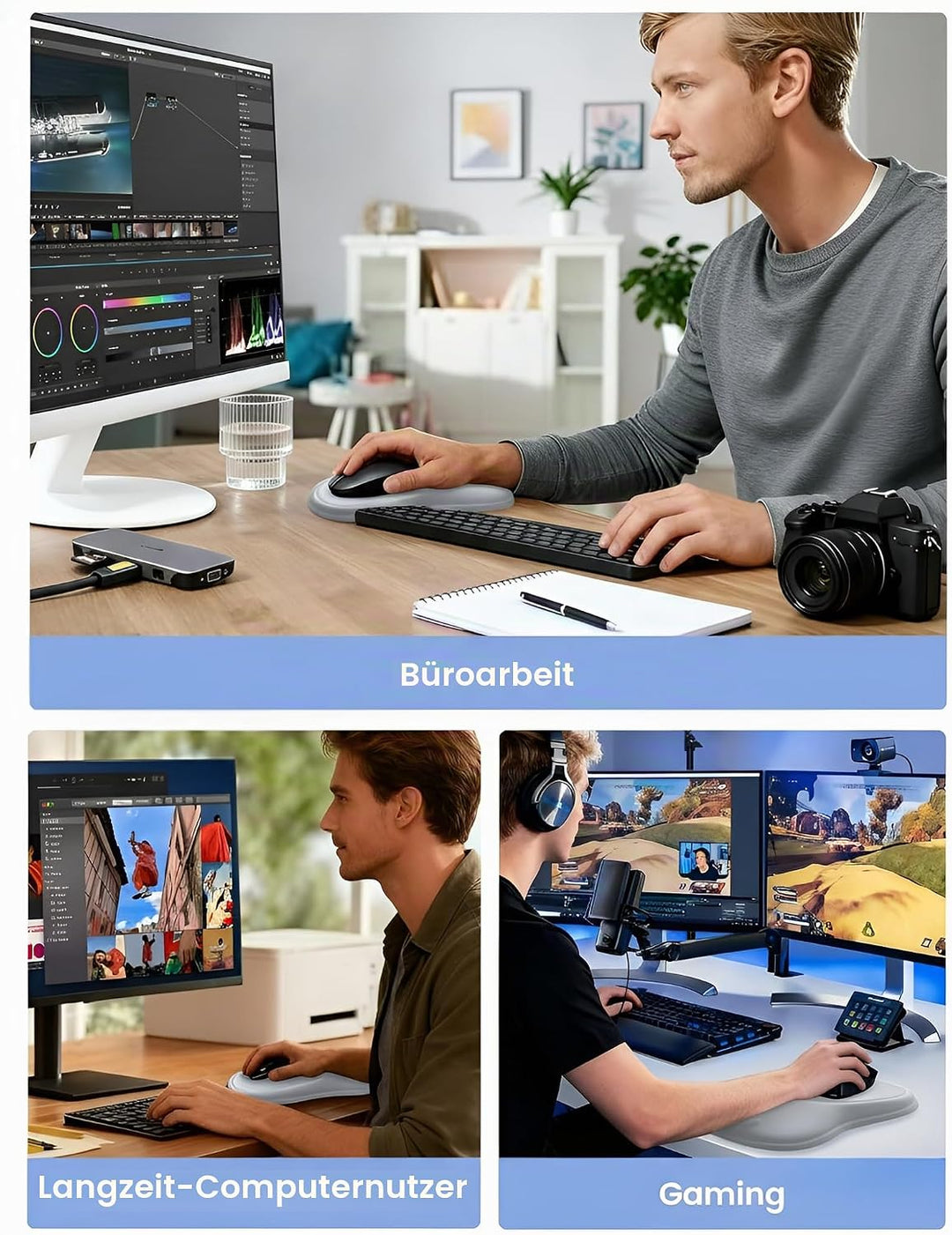MEATANTY Mauspad mit Gelkissen, Ergonomisches Mousepad Handauflage [Schmerzlinderung] [Gesunde Haltu
