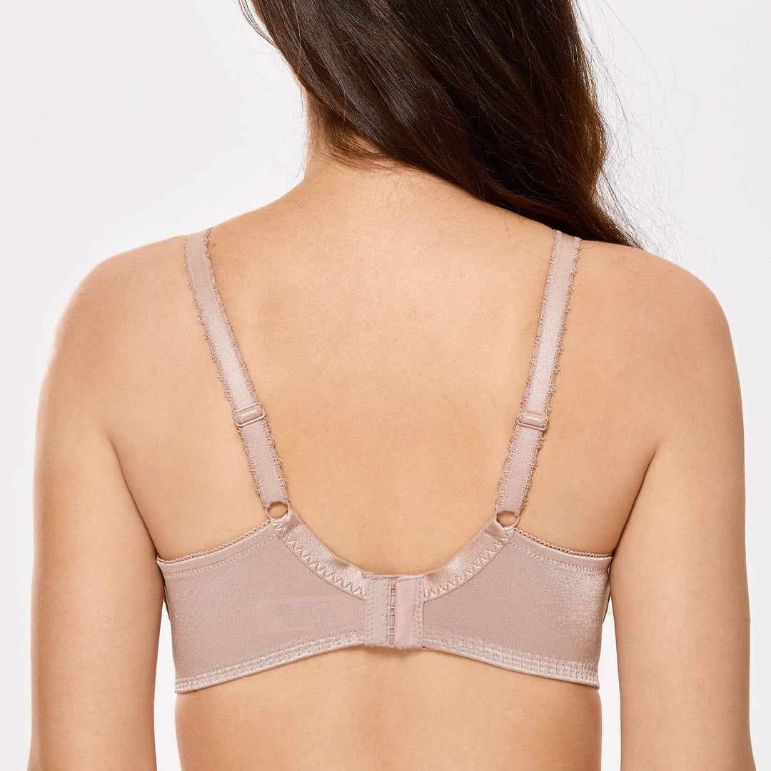 DELIMIRA Damen Minimizer BH ohne Einlagen mit Spitze mit Bügel Grosse Grössen 75C Hellbraun, 75C Hel