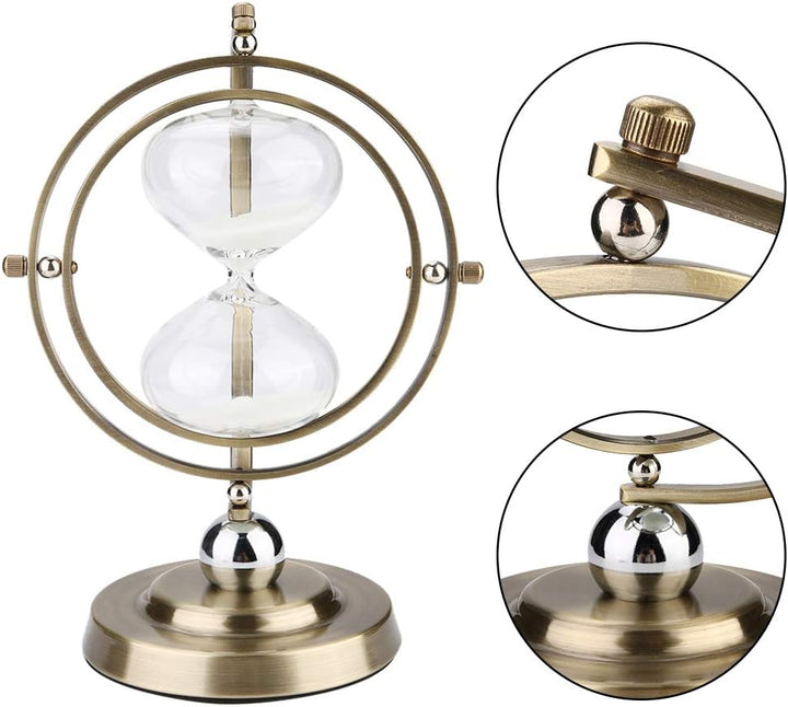 Sanduhr, Rotierende Sanduhr Timer 15 Minuten Vintage Metall Sanduhr Zeitschaltuhr aus Glas Sandglas