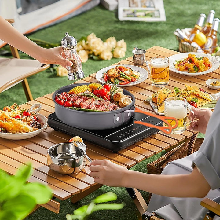Camping-Kochset | Kompaktes Topf- und Pfannen-Set, tragbares Camping-Topf- und Pfannen-Set mit Wasse
