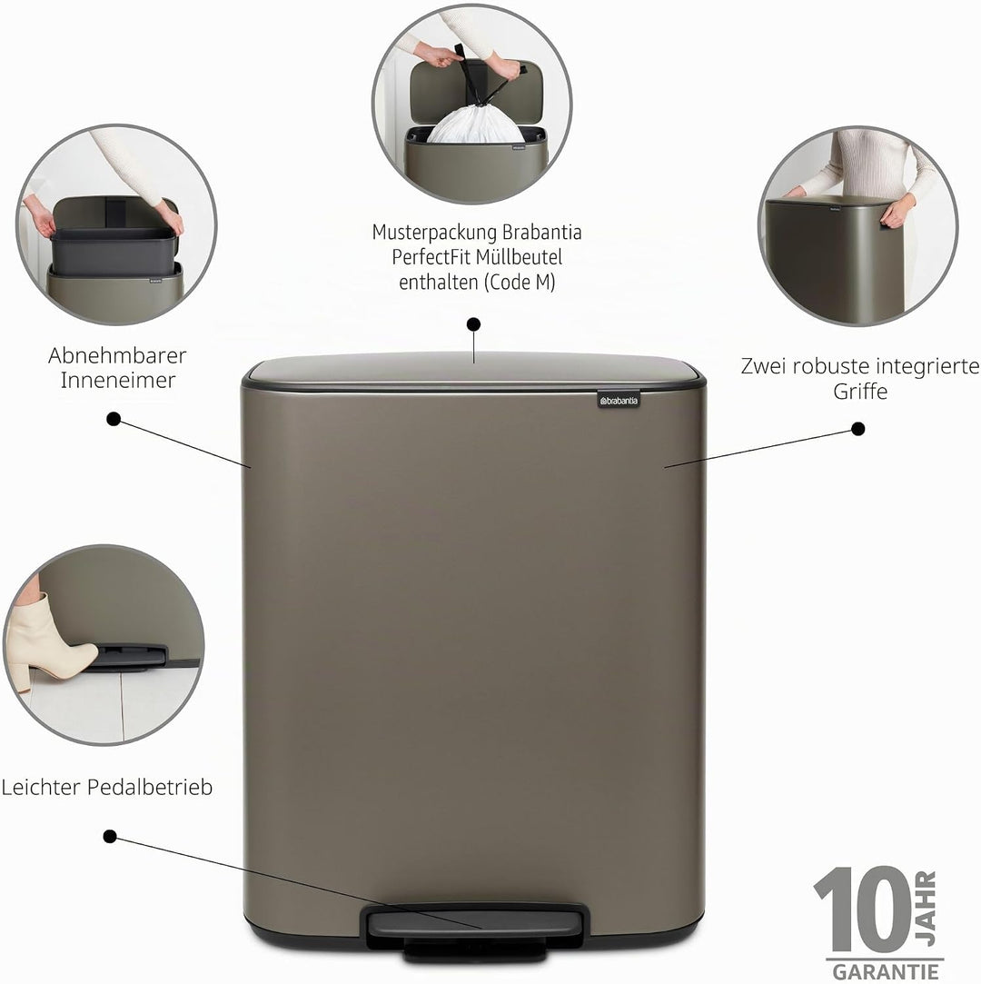 Brabantia Bo Treteimer, 60L 1 Inneneimer (60L) Platinum, 1 Inneneimer (60L) Platinum