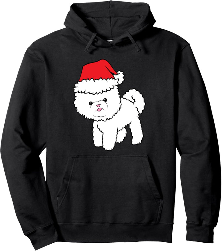 Bichon Frisé Hund mit Nikolausmütze Weihnachten Bichon Frisé Pullover Hoodie