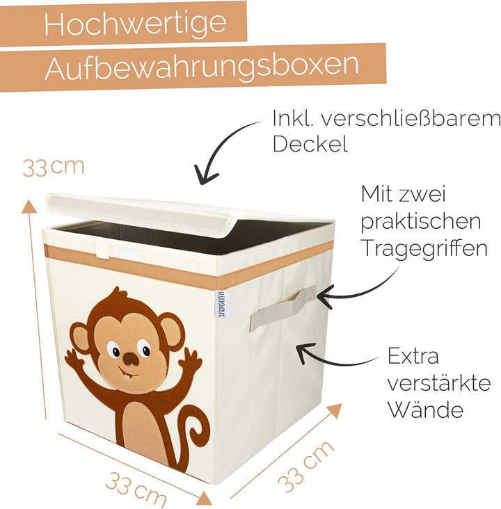 GLÜCKSWOLKE Kinder Aufbewahrungsboxen - 15 Motive I Spielzeugkiste mit Deckel für Kinderzimmer I Spi