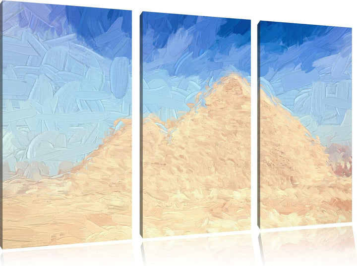 Pixxprint Pyramiden von Gizeh in Ägypten als Leinwandbild/Grösse: 3 Teilig (120x80) cm/Wandbild/Kuns