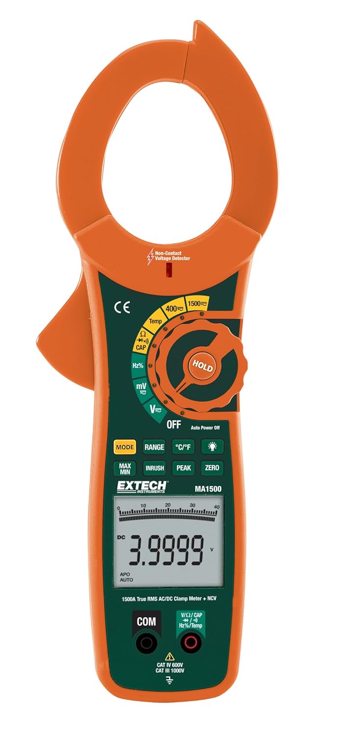 Extech 1500A True RMS AC/DC Strommesszange mit NCV Detektor, 1 Stück, MA1500 MA1500 Meter, MA1500 Me