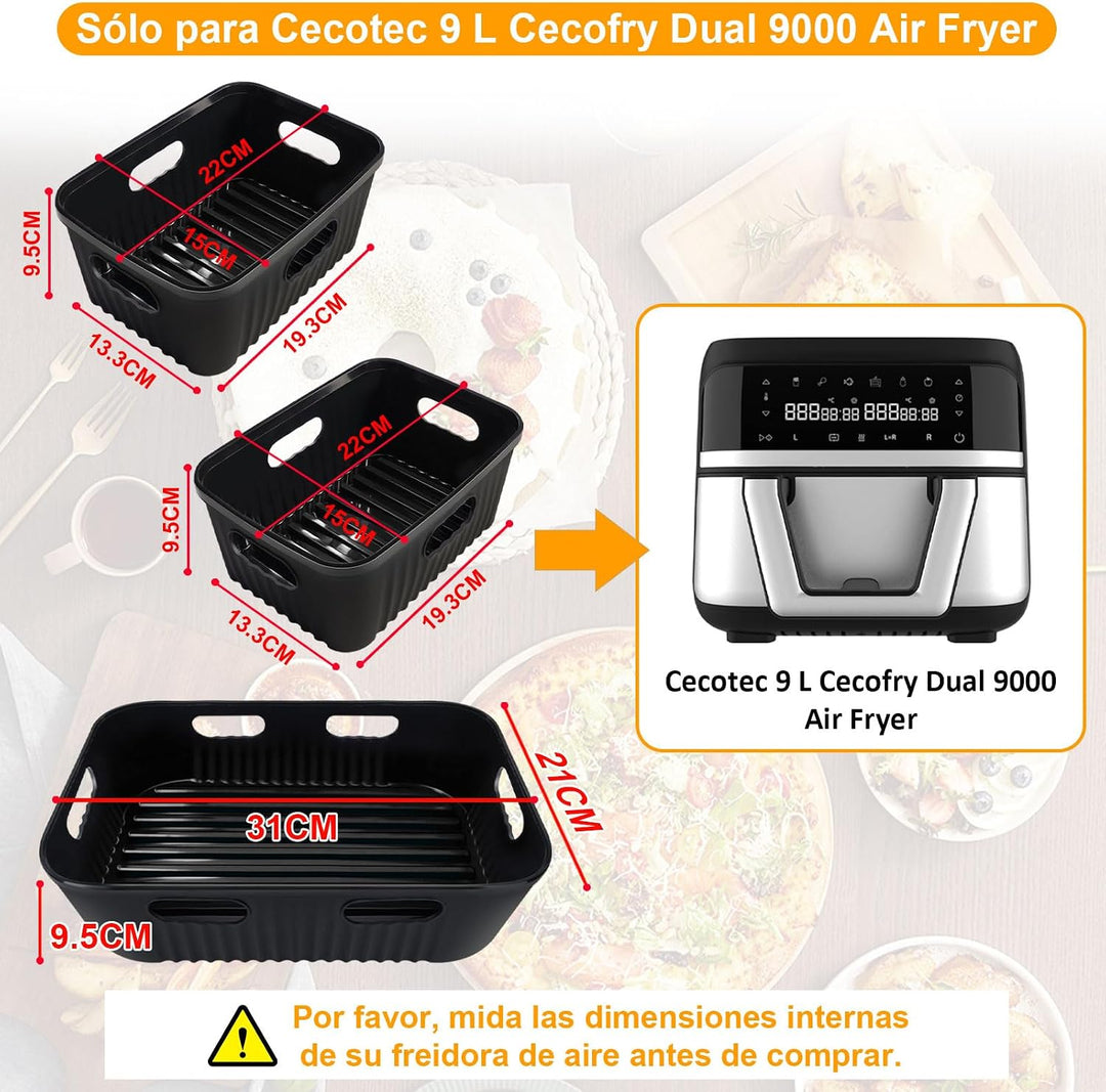 3PCS Heissluftfritteuse Zubehör nur für Cecotec Heissluftfritteuse 9 L CecoFry Advance Double, Airfr