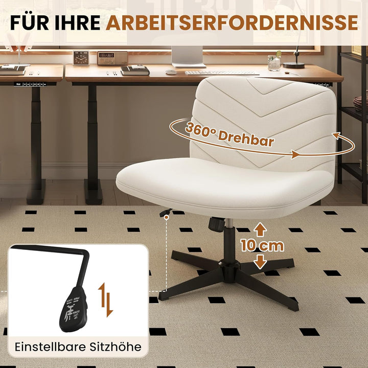 Yaheetech Bürostuhl, Ergonomischer Schreibtischstuhl mit breitem Sitzkissen, Höhenverstellbar Drehst