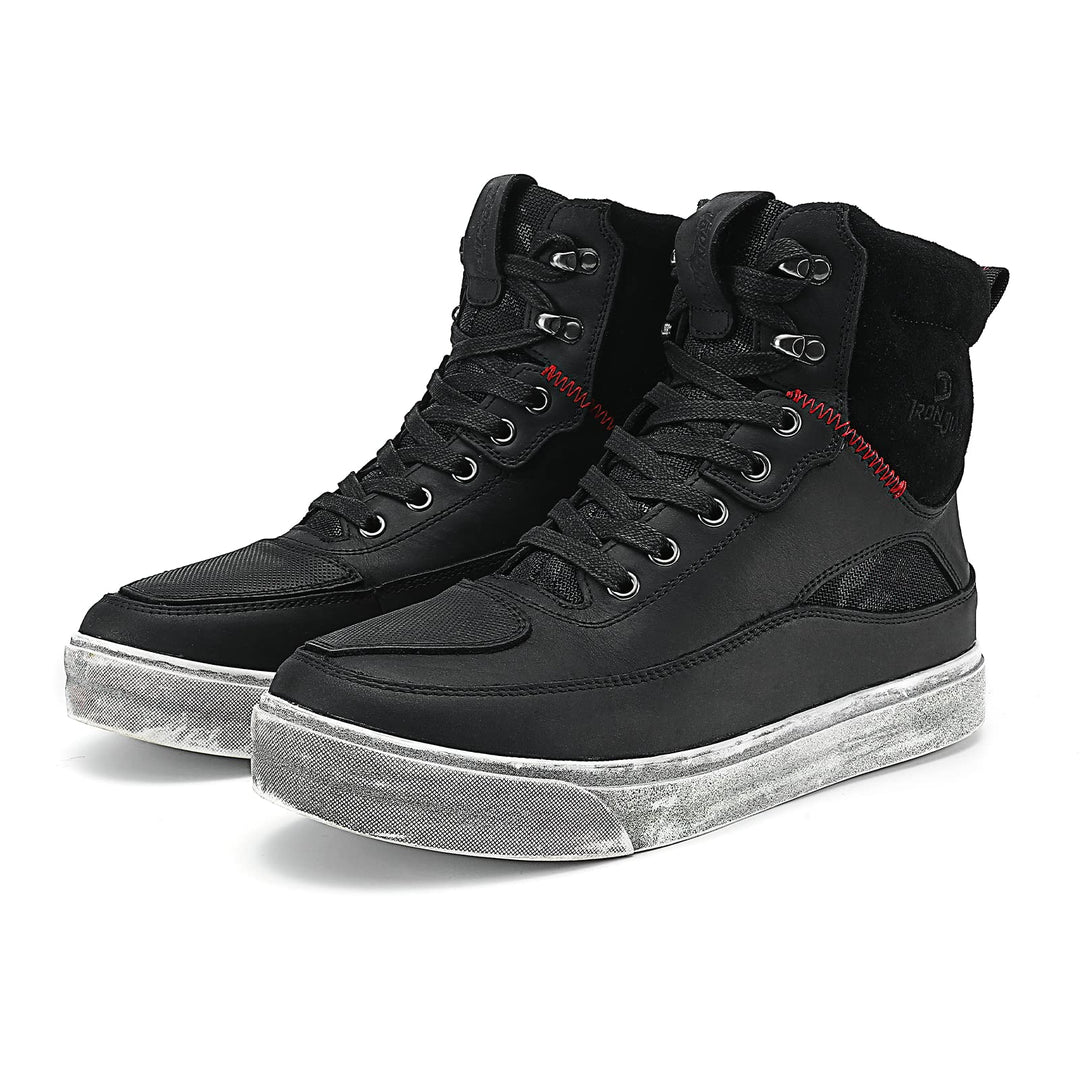 BORLENI Motorradschuhe Herren Motorradstiefel Leder Männer