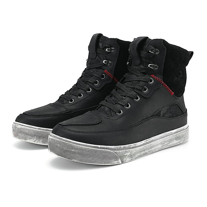 BORLENI Motorradschuhe Herren Motorradstiefel Leder Männer