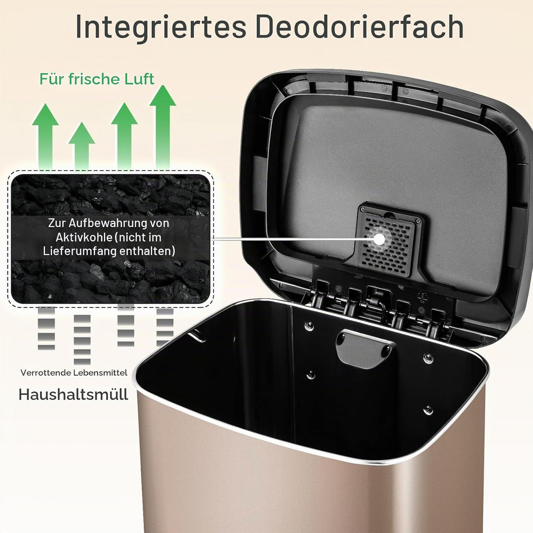 GIANTEX Mülleimer Küche 50 Liter, Abfalleimer mit Deckel &amp; Pedal, Küchenmülleimer aus Edelstahl &amp; Ku
