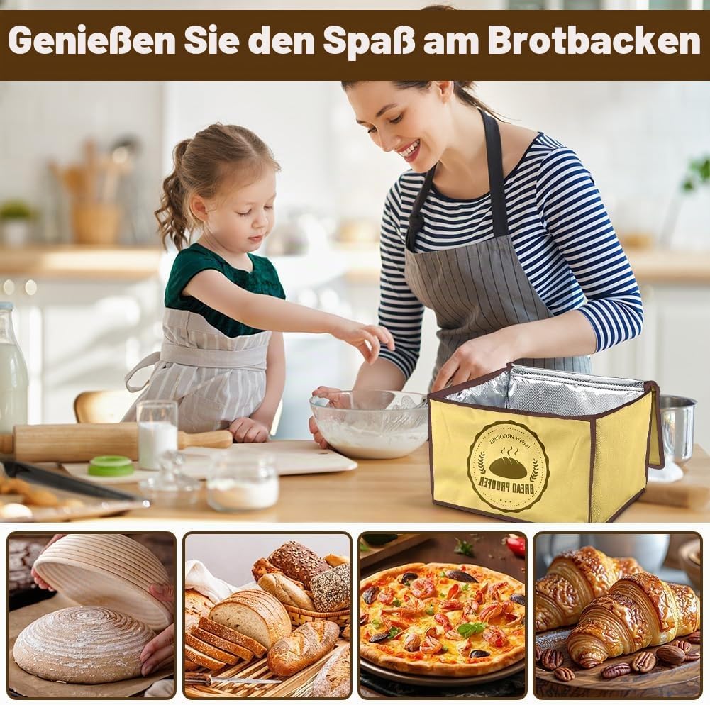 Gärbox Sauerteig, Teigbox Pizza mit Deckel - Faltbare Brot Gärbox 30L, Temperatur &amp; Timer, Pizzateig
